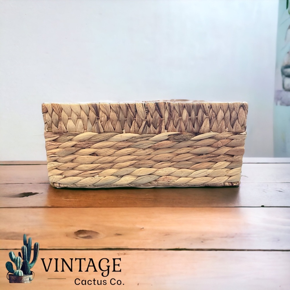 NWT HOUSE & GARDEN 1901 Tan Rectangle Seagrass Basket w/Cutout Handles